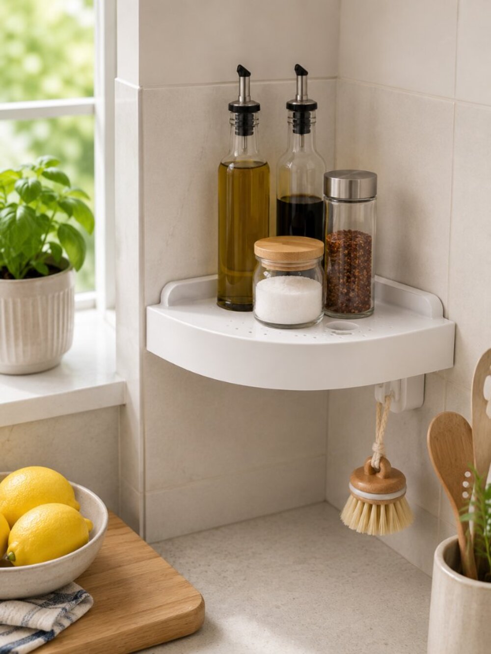 No-Drill Corner Shower Shelf | Modern Bathroom Organizer | New